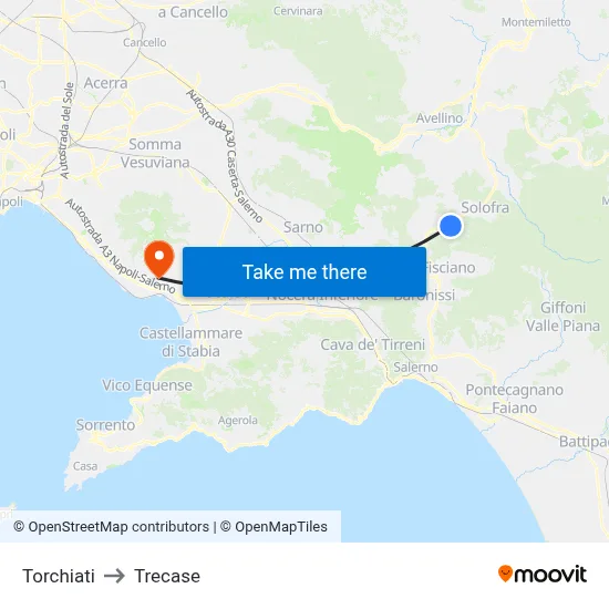 Torchiati to Trecase map