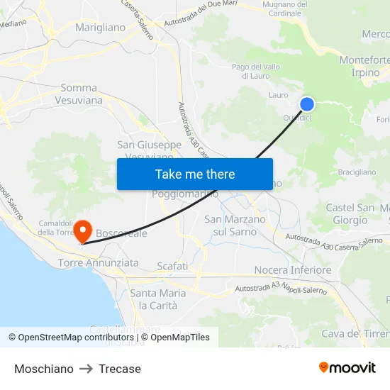 Moschiano to Trecase map