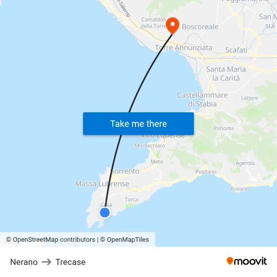 Nerano to Trecase map