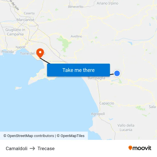 Camaldoli to Trecase map