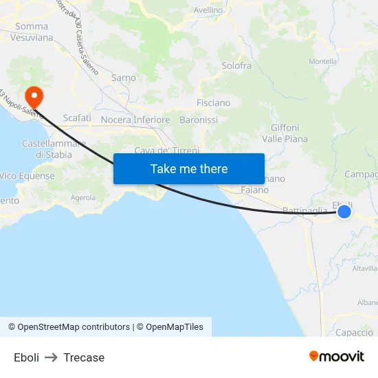 Eboli to Trecase map