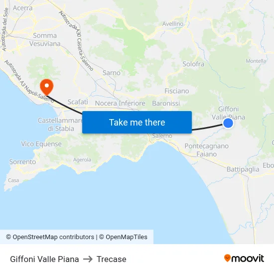Giffoni Valle Piana to Trecase map