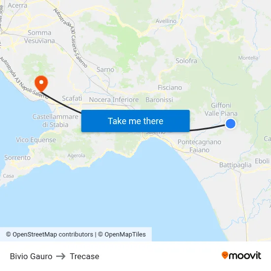 Gauro Junction to Trecase map