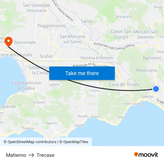 Matierno to Trecase map