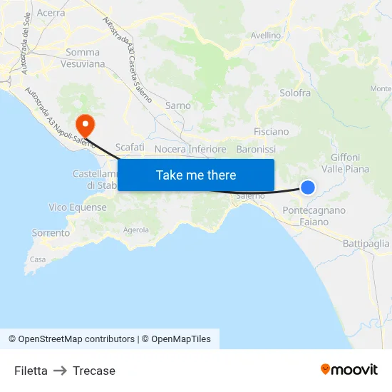 Filetta to Trecase map