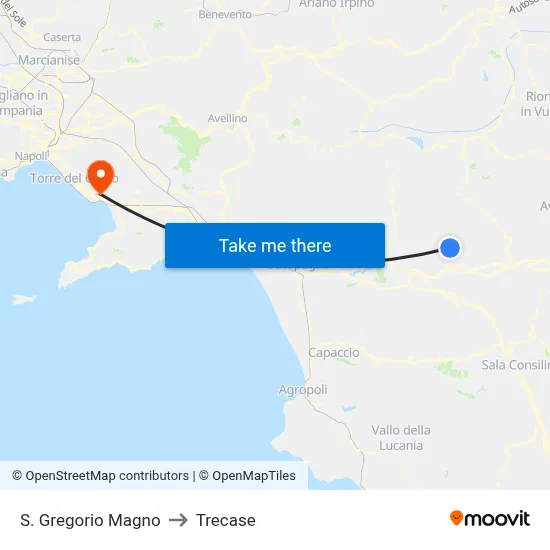 St. Gregory the Great to Trecase map