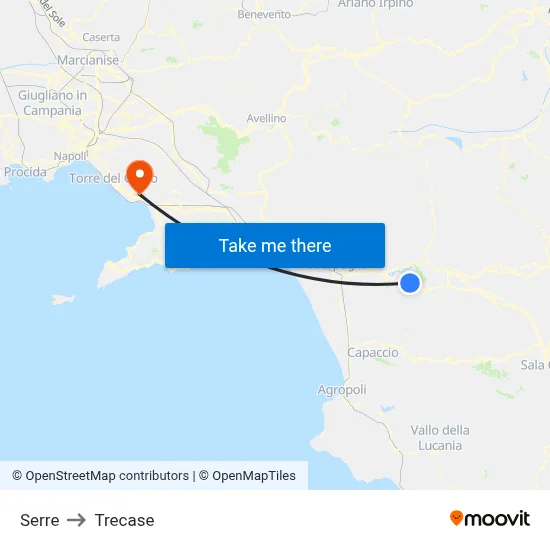 Greenhouses to Trecase map