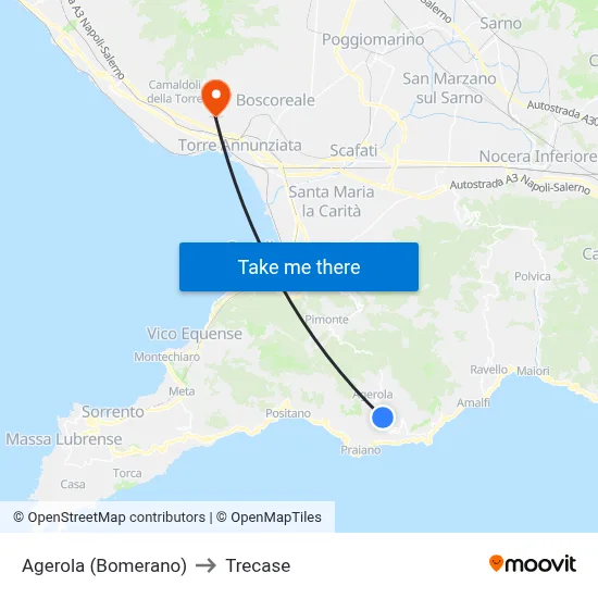 Agerola (Bomerano) to Trecase map