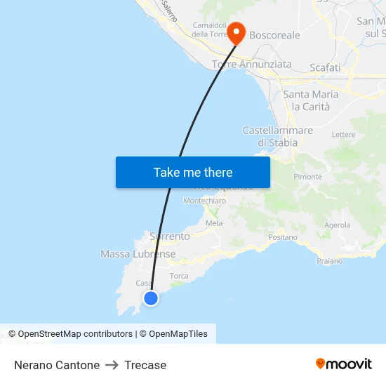 Nerano Cantone to Trecase map