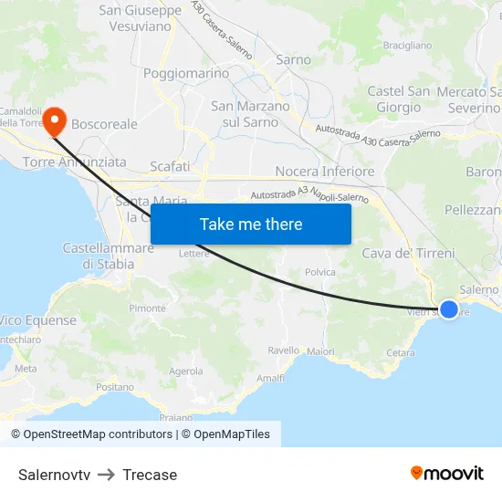 Salernovtv to Trecase map