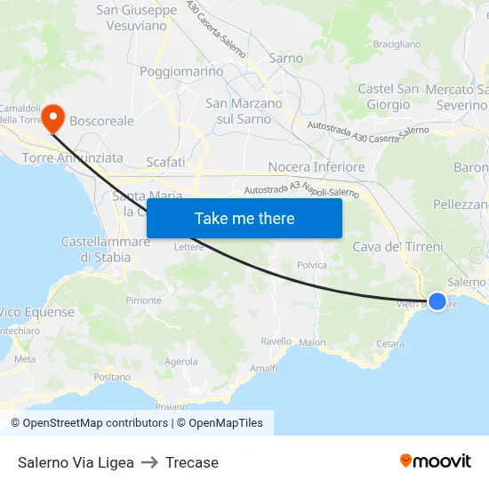 Salerno Via Ligea to Trecase map