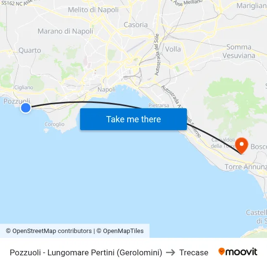 Pozzuoli - Lungomare Pertini (Gerolomini) to Trecase map