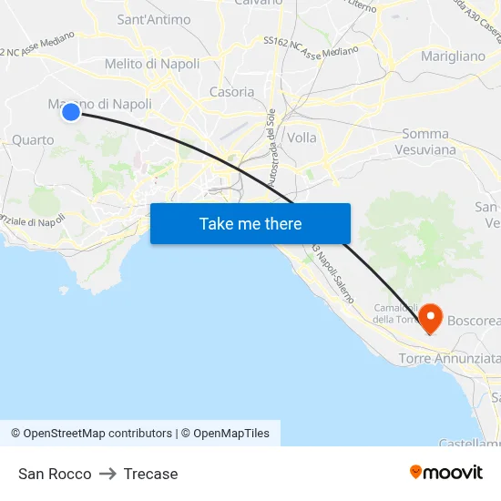 San Rocco to Trecase map