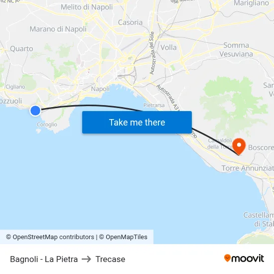 Bagnoli - La Pietra to Trecase map