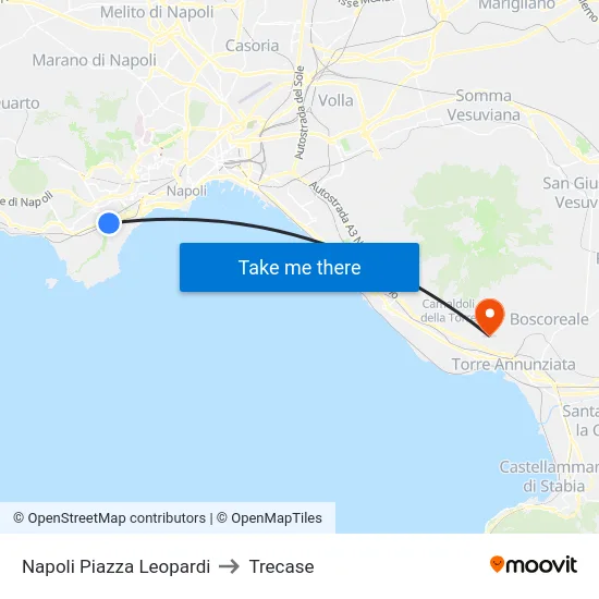 Napoli Piazza Leopardi to Trecase map