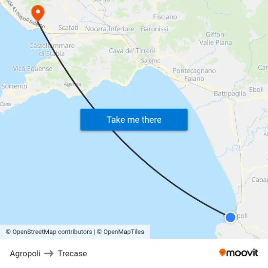 Agropoli to Trecase map