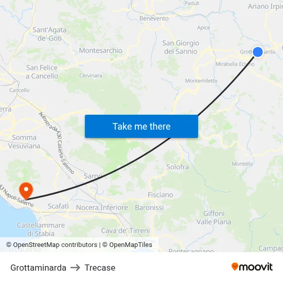 Grottaminarda to Trecase map