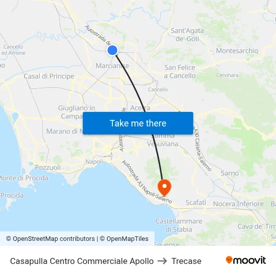 Casapulla Apollo Shopping Center to Trecase map