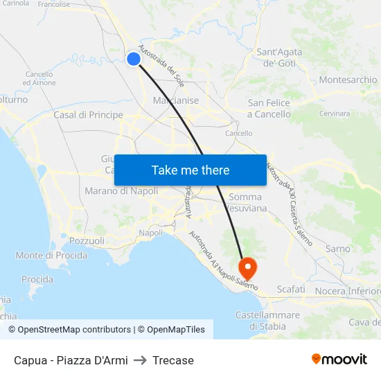 Capua - Piazza D'Armi to Trecase map