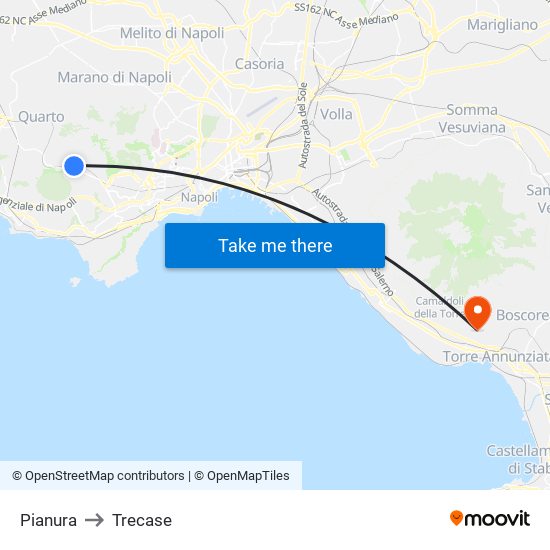 Pianura to Trecase map
