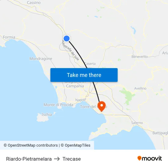 Riardo-Pietramelara to Trecase map