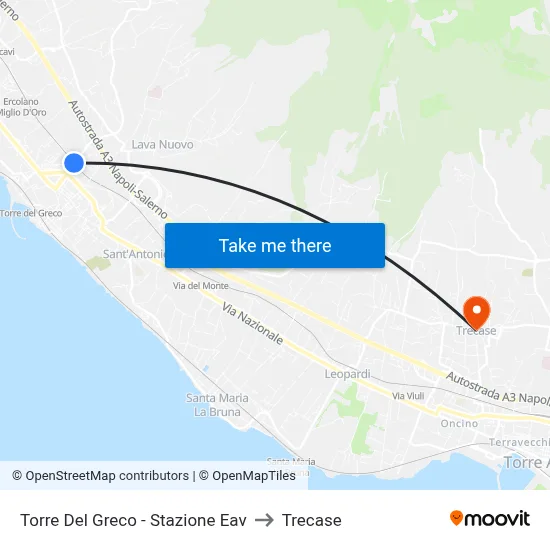 Torre Del Greco - Stazione Eav to Trecase map