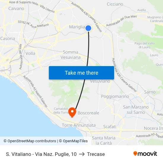 S. Vitaliano - Puglie National Road, 10 to Trecase map