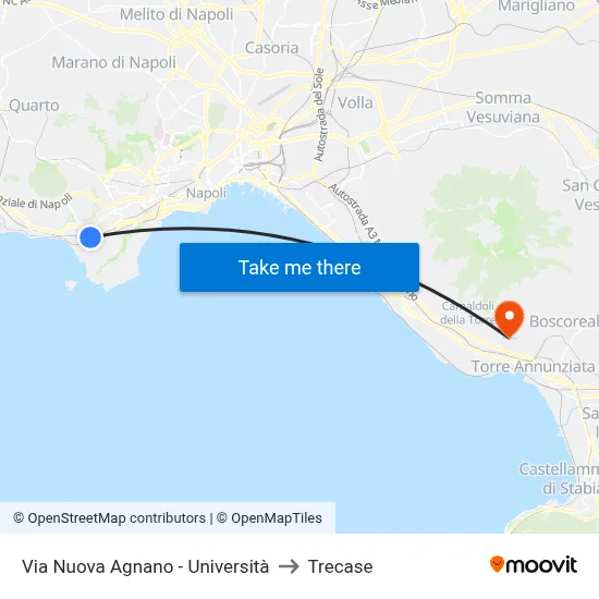 New Agnano Street - University to Trecase map