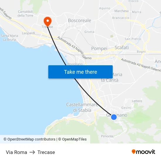 Via Roma to Trecase map