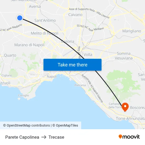 Parete Terminal to Trecase map