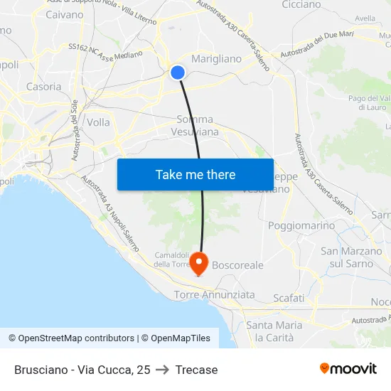 Brusciano - Via Cucca, 25 to Trecase map