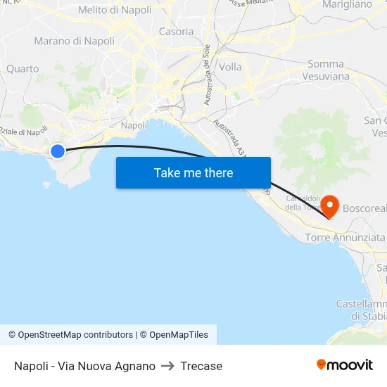 Naples - New Agnano Road to Trecase map