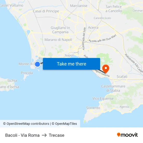 Bacoli - Via Roma to Trecase map