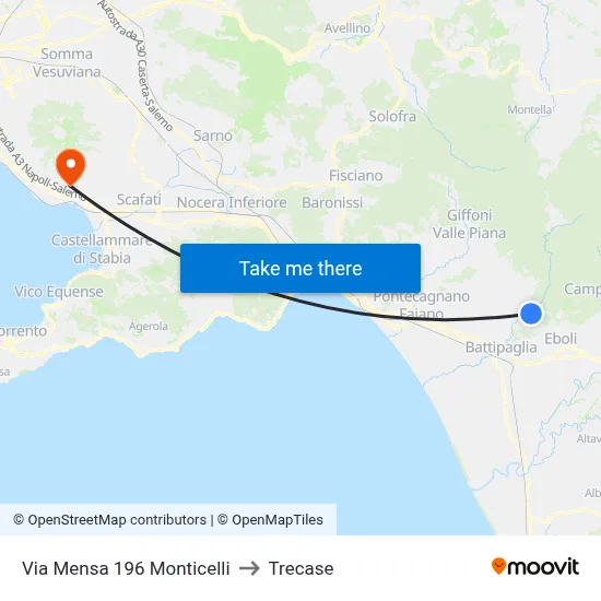 Via Mensa 196 Monticelli to Trecase map