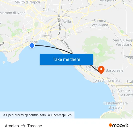Arcoleo to Trecase map