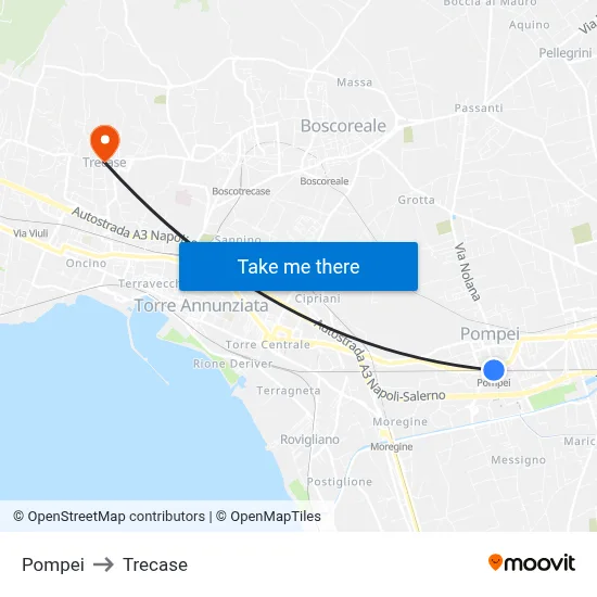 Pompei to Trecase map