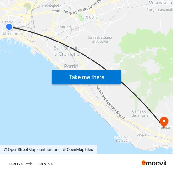 Florence to Trecase map