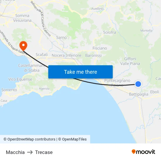 Macchia to Trecase map