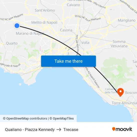 Qualiano - Kennedy Square to Trecase map