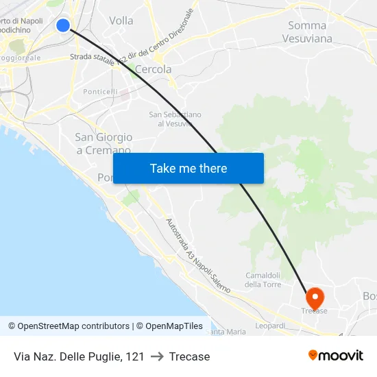 Via Nazionale Delle Puglie, 121 to Trecase map