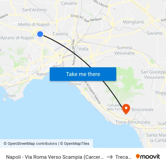 Napoli - Via Roma Verso Scampia (Carcere) to Trecase map