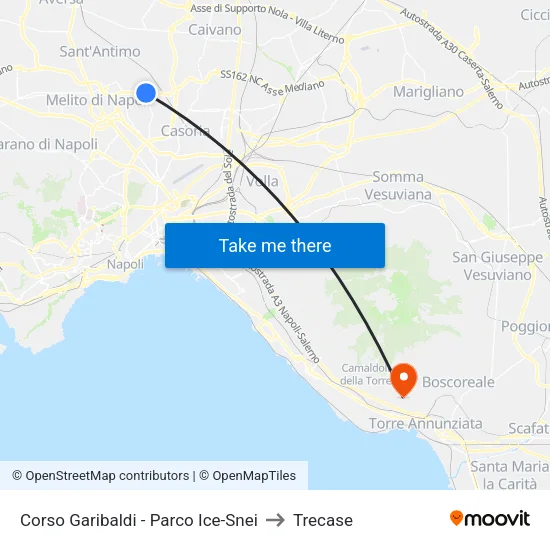 Corso Garibaldi - Parco Ice-Snei to Trecase map