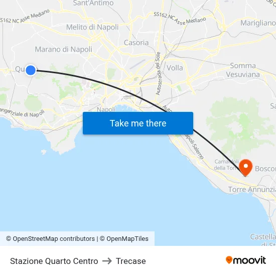 Quarto Centro Station to Trecase map