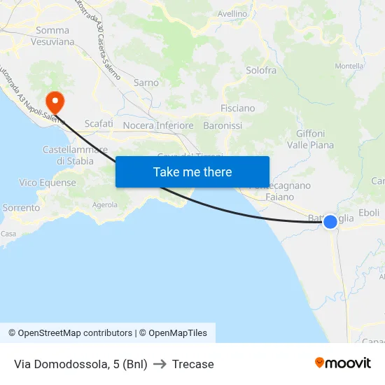 Via Domodossola, 5 (BNL) to Trecase map