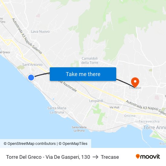 Torre Del Greco - Via De Gasperi, 130 to Trecase map