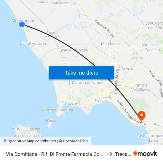 Via Domitiana - Opposite Municipal Pharmacy to Trecase map