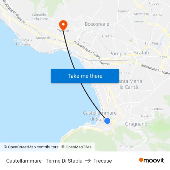 Castellammare - Stabia Thermal Baths to Trecase map