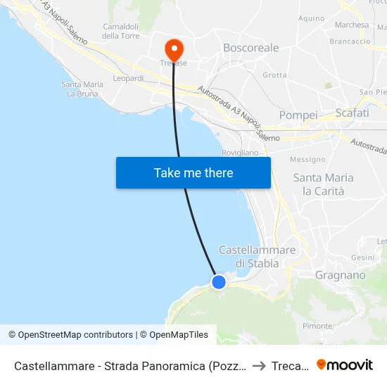 Castellammare - Panoramic Road (Pozzano) to Trecase map
