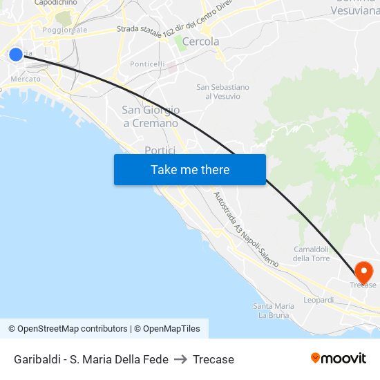 Garibaldi - S. Maria Della Fede to Trecase map