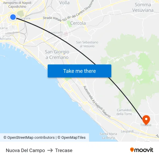 Nuova Del Campo to Trecase map